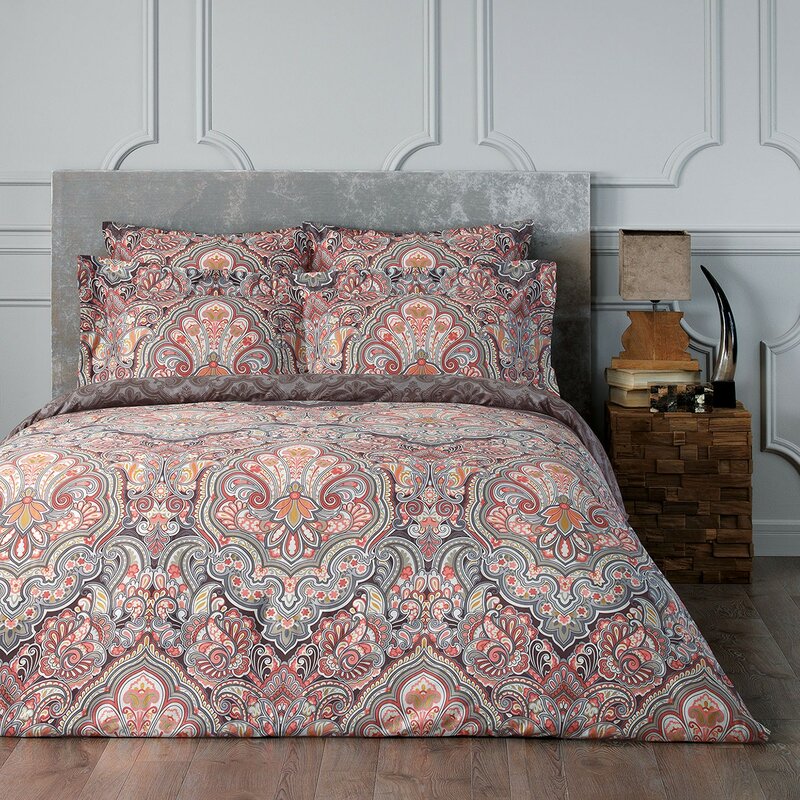 Togas Marrakech Light Red Damask Cotton Duvet Cover Wayfair   Marrakech Light Red Damask Cotton Duvet Cover 